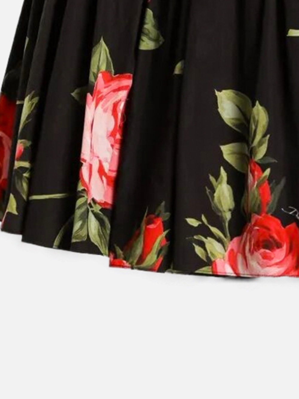 NWT Dolce & Gabbana Black Floral A-Line Midi Skirt with Red Rose Print 44 - Picture 5 of 7